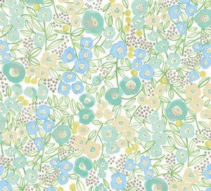 Flora Teal Garden Wallpaper by ohpopsi