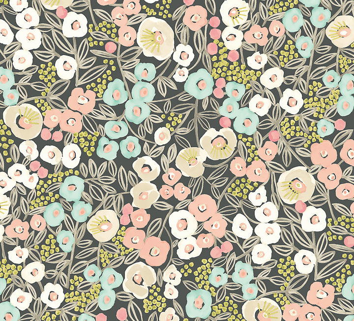 Flora Peach Garden Wallpaper by ohpopsi Glasshouse Covers about 54.2 square feet 19.7-in by 33-ft long roll Unpasted 31.9 - Fabric Carolina -