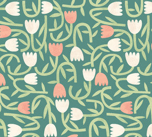 Aino Green Tiny Tulip Wallpaper by ohpopsi