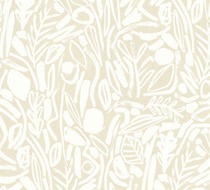Verdure Neutral Painted Botanical Wallpaper by ohpopsi