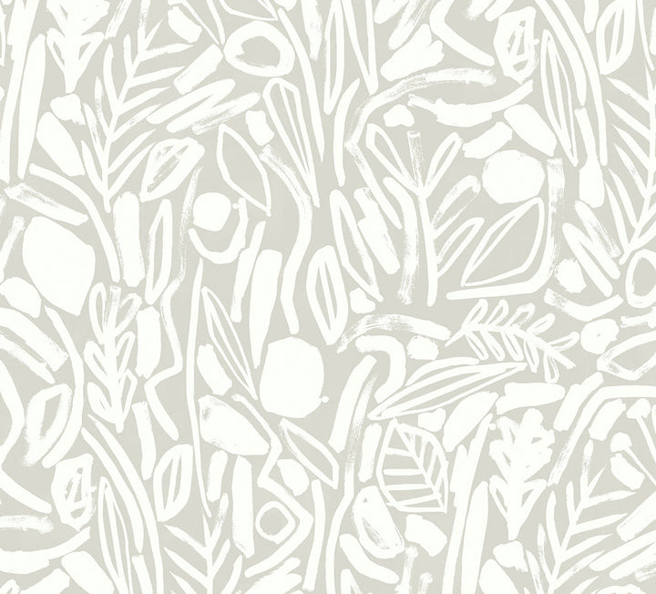 Verdure Stone Painted Botanical Wallpaper by ohpopsi Glasshouse Covers about 54.2 square feet 19.7-in by 33-ft long roll Unpasted 39.7 - Fabric Carolina -