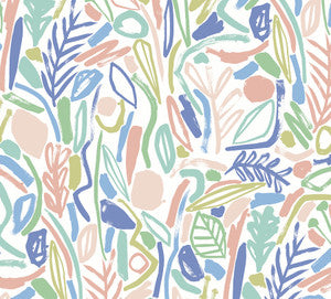 Verdure Pastel Painted Botanical Wallpaper by ohpopsi