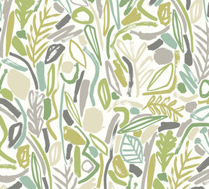 Verdure Lime Painted Botanical Wallpaper by ohpopsi