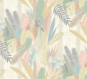 Glasshouse Pastel Tropical Damask Wallpaper by ohpopsi