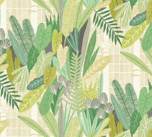 Glasshouse Green Tropical Damask Wallpaper by ohpopsi