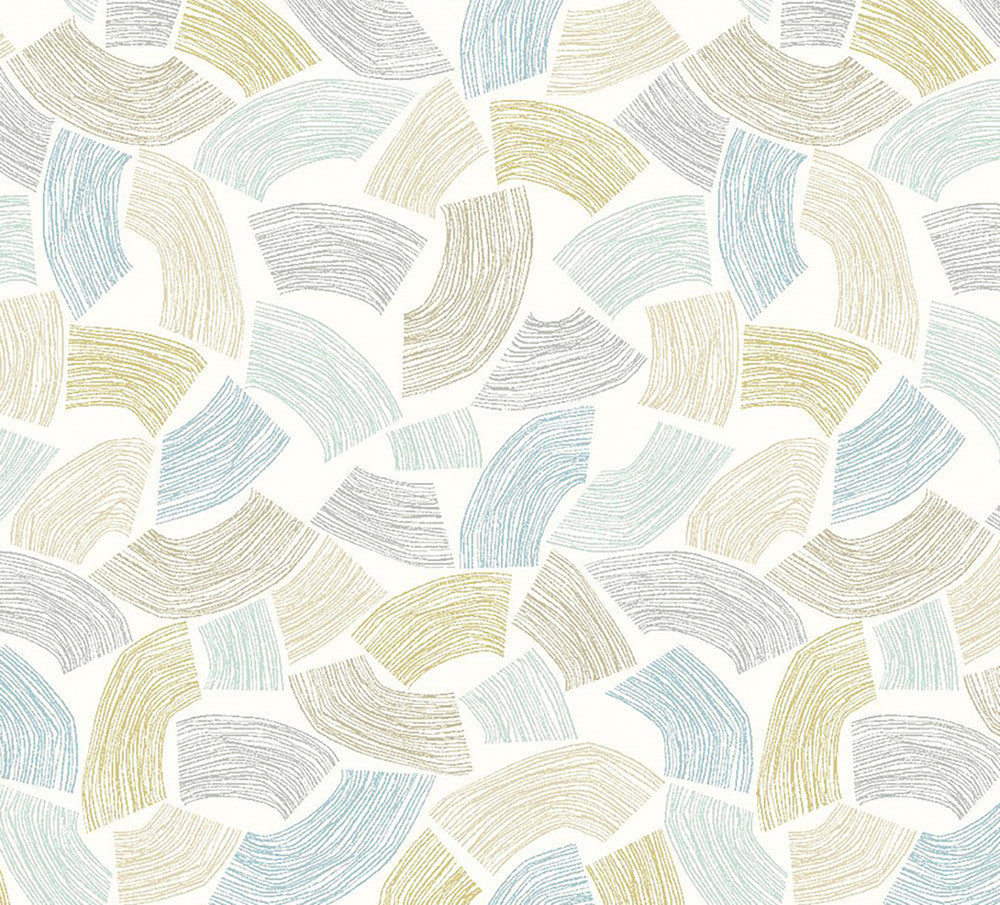 Elements Light Yellow Scribbled Arches Wallpaper by ohpopsi Glasshouse Covers about 54.2 square feet 19.7-in by 33-ft long roll Unpasted 13.8 - Fabric Carolina -