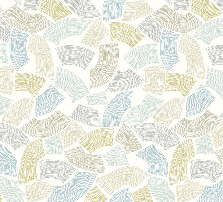 Elements Light Yellow Scribbled Arches Wallpaper by ohpopsi Glasshouse Covers about 54.2 square feet 19.7-in by 33-ft long roll Unpasted 13.8 - Fabric Carolina -