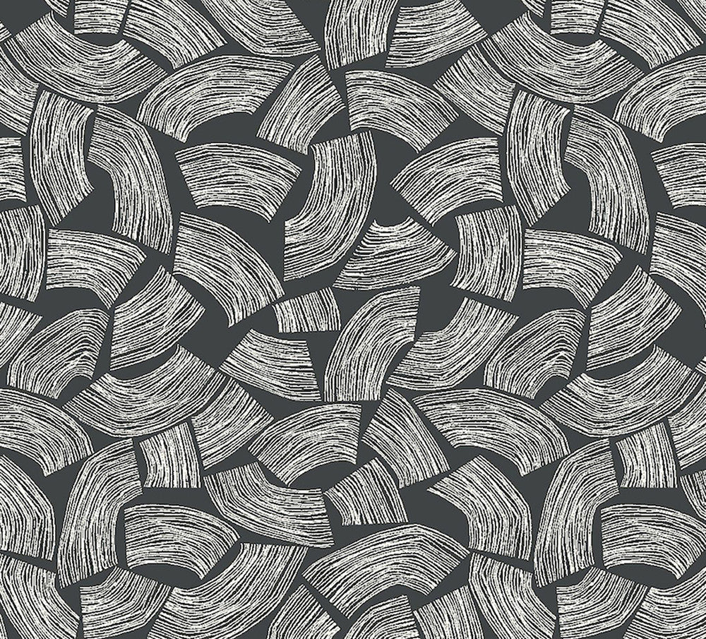 Elements Black Scribbled Arches Wallpaper by ohpopsi Glasshouse Covers about 54.2 square feet 19.7-in by 33-ft long roll Unpasted 13.8 - Fabric Carolina -