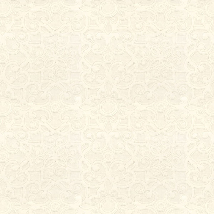 Ginger 4 Ivory by Stout Fabric COLOR MY WINDOW EMBROIDERY/SNOW 70%POL 30%COT %PEMB INDIA Horizontal: 8.75 and Vertical: 10 54 in - Fabric Carolina -