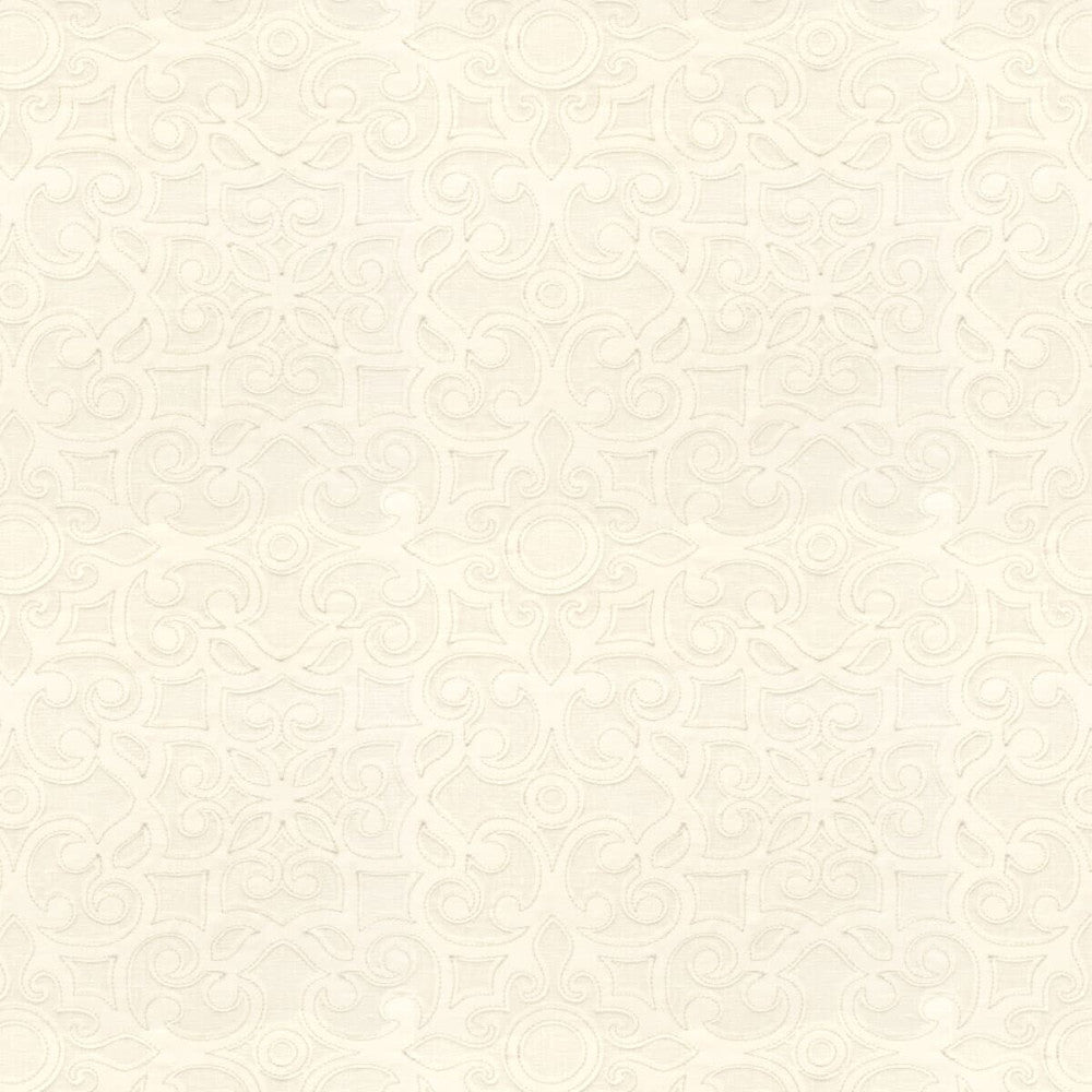 Ginger 4 Ivory by Stout Fabric COLOR MY WINDOW EMBROIDERY/SNOW 70%POL 30%COT %PEMB INDIA </p><p>Repeat: 10 54 in - Fabric Carolina -