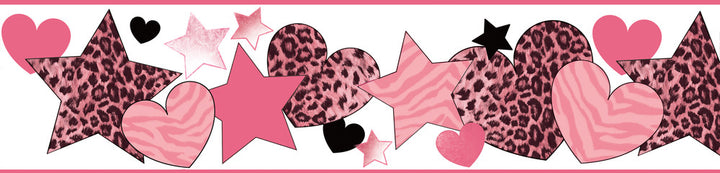 Diva Pink Stars Cheetah Wallpaper by Chesapeake Girl's Rule Covers about 7.5 square feet 6-in by 15-ft long roll Prepasted 0 - Fabric Carolina -