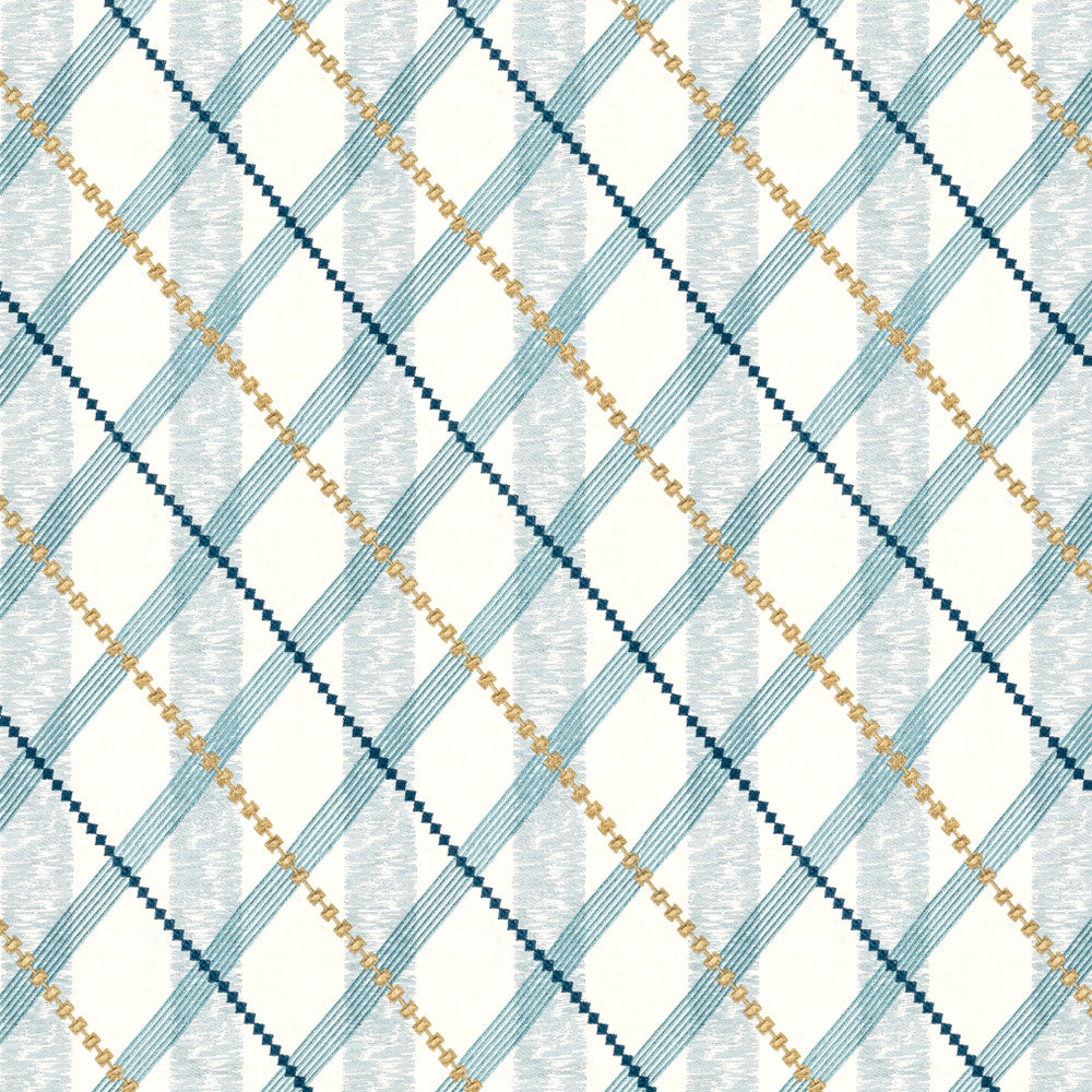 Gleam 1 Blue by Stout Fabric RAINBOW LIBRARY HORIZON/LAKE 60%LIN 40%COT %BEMB INDIA Horizontal: 12.75 and Vertical: 15.75 51 in - Fabric Carolina -