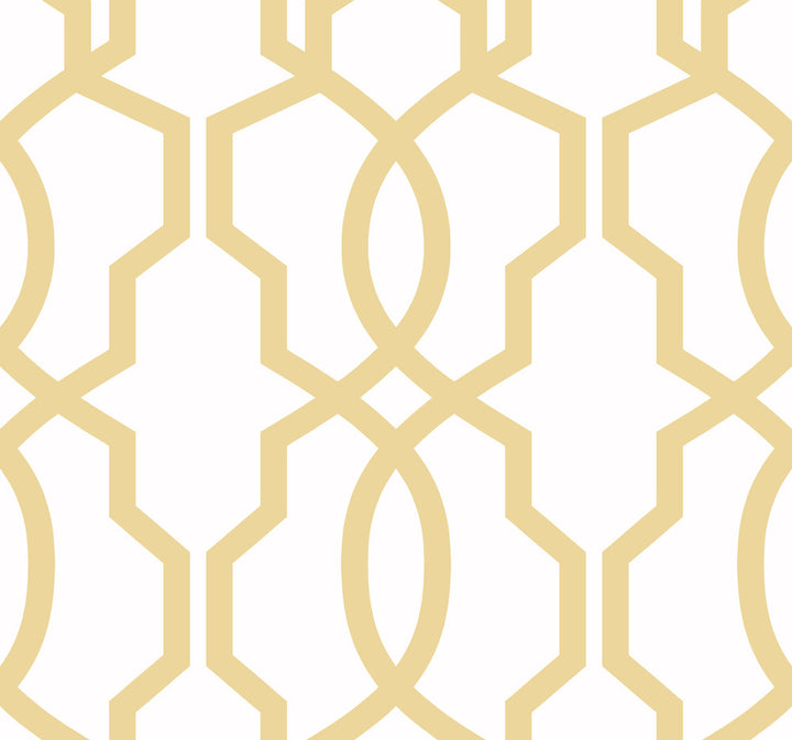 Hourglass Trellis Yellow Wallpaper by York Wallcoverings Geometric Resource Library Covers about 60.8 square feet 27-in by 27-ft long roll Prepasted 25.25 - Fabric Carolina -