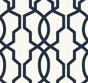 Hourglass Trellis Navy Wallpaper by Inspired by Color