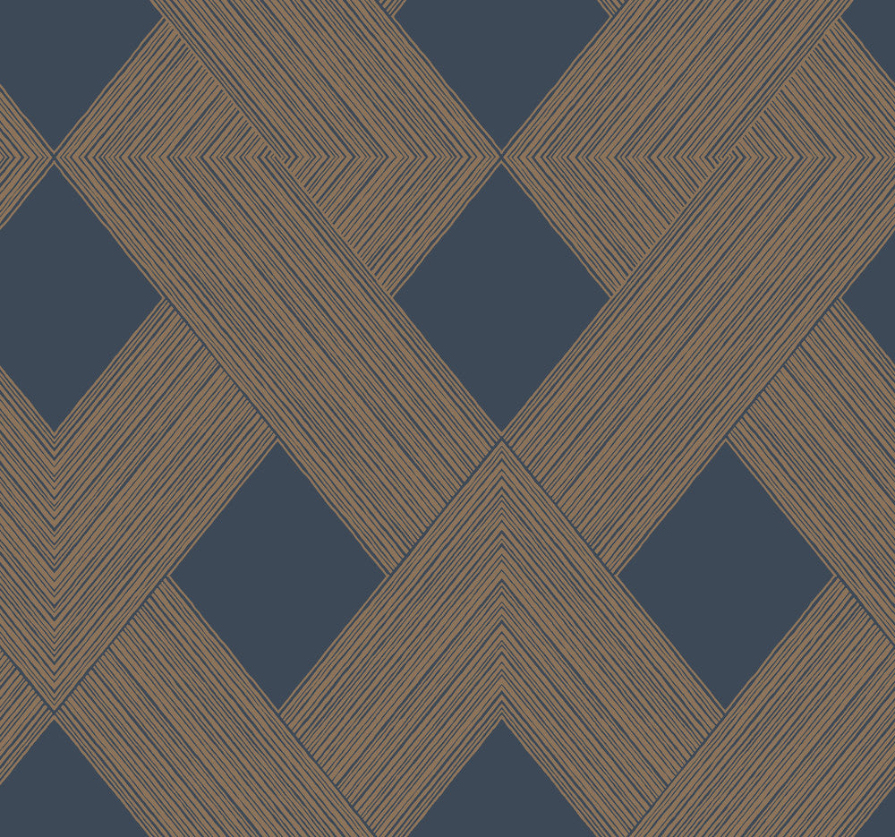 Beveled Edge Navy Wallpaper by York Wallcoverings Geometric Resource Library Covers about 60.8 square feet 27-in by 27-ft long roll Prepasted 25.25 - Fabric Carolina -