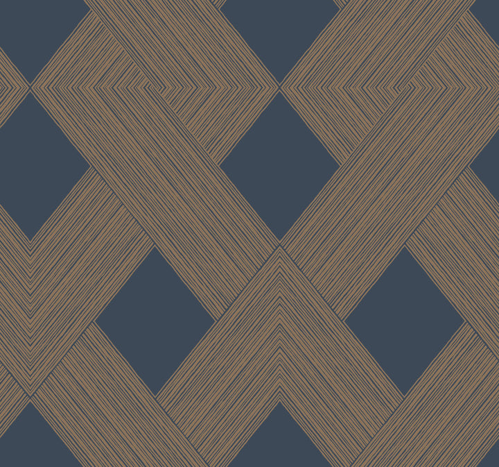 Beveled Edge Navy Wallpaper by York Wallcoverings Geometric Resource Library Covers about 60.8 square feet 27-in by 27-ft long roll Prepasted 25.25 - Fabric Carolina -