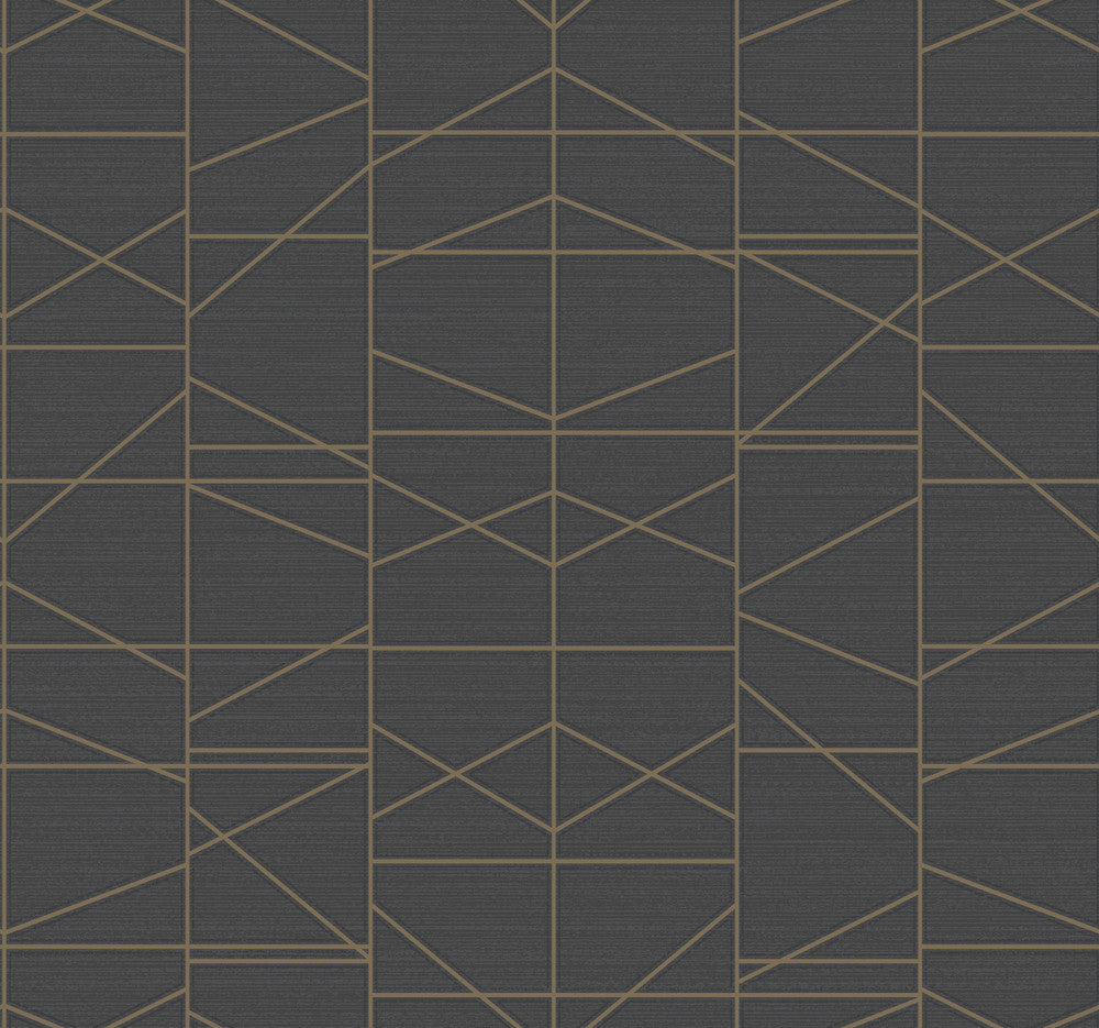 Modern Perspective Gold Wallpaper by Inspired by Color Black & White, III Covers about 60.8 square feet 27-in by 27-ft long roll Prepasted 25.25 - Fabric Carolina -