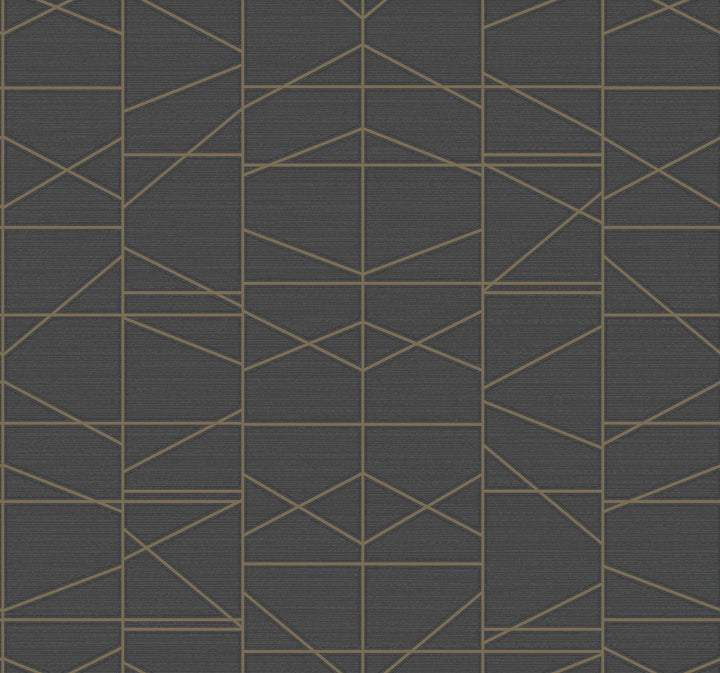 Modern Perspective Gold Wallpaper by Inspired by Color Black & White, III Covers about 60.8 square feet 27-in by 27-ft long roll Prepasted 25.25 - Fabric Carolina -