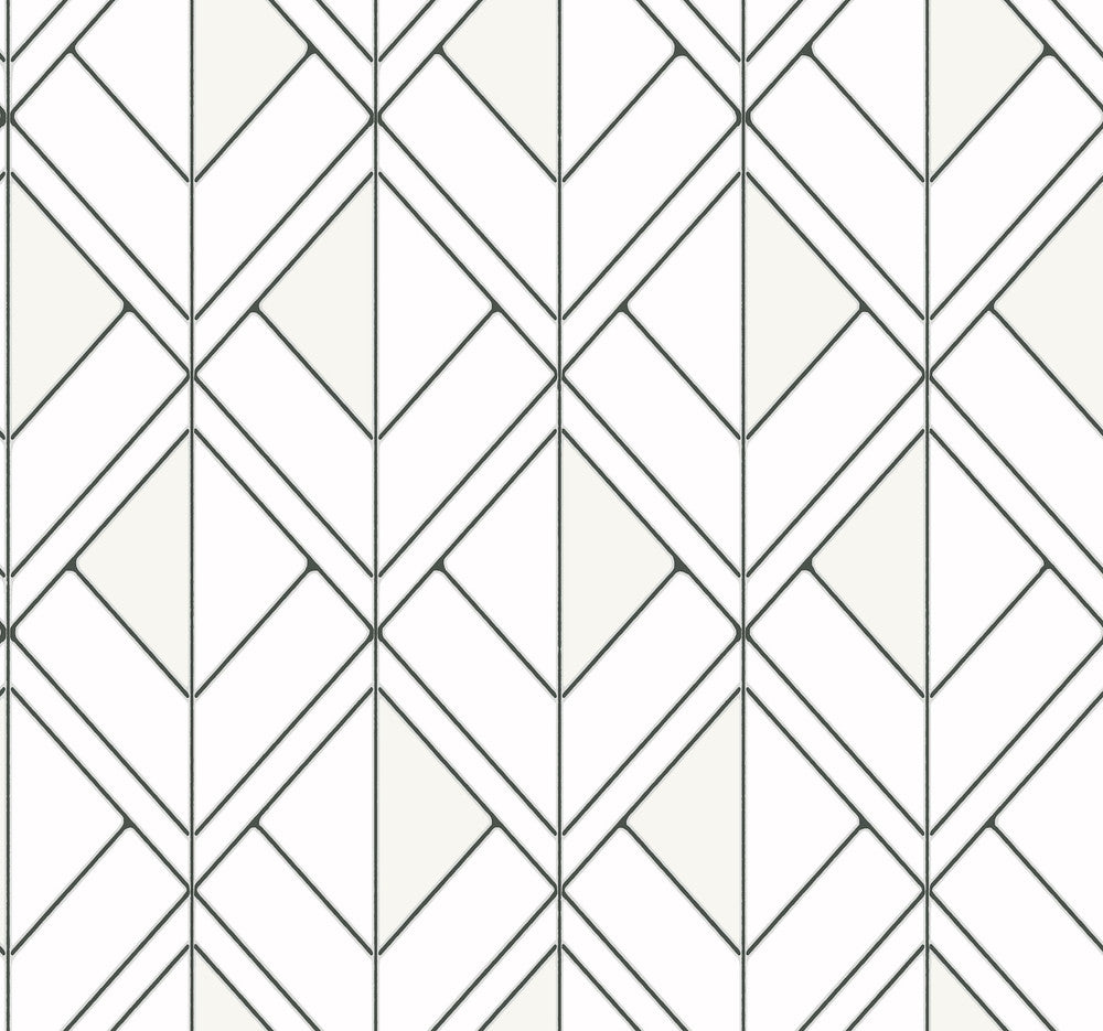 Diamond Shadow White Wallpaper by Inspired by Color Black & White, III Covers about 60.8 square feet 27-in by 27-ft long roll Prepasted 25.25 - Fabric Carolina -