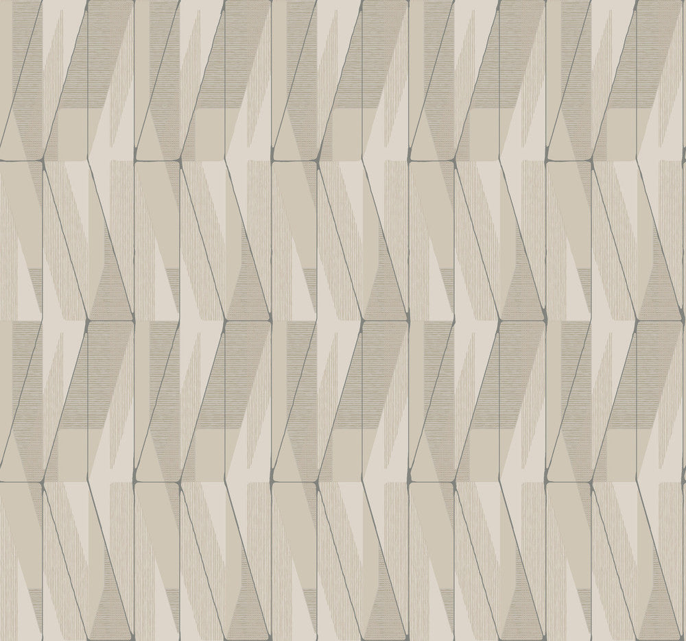 On an Angle Beige Wallpaper by York Wallcoverings Geometric Resource Library Covers about 60.8 square feet 27-in by 27-ft long roll Prepasted 25.25 - Fabric Carolina -