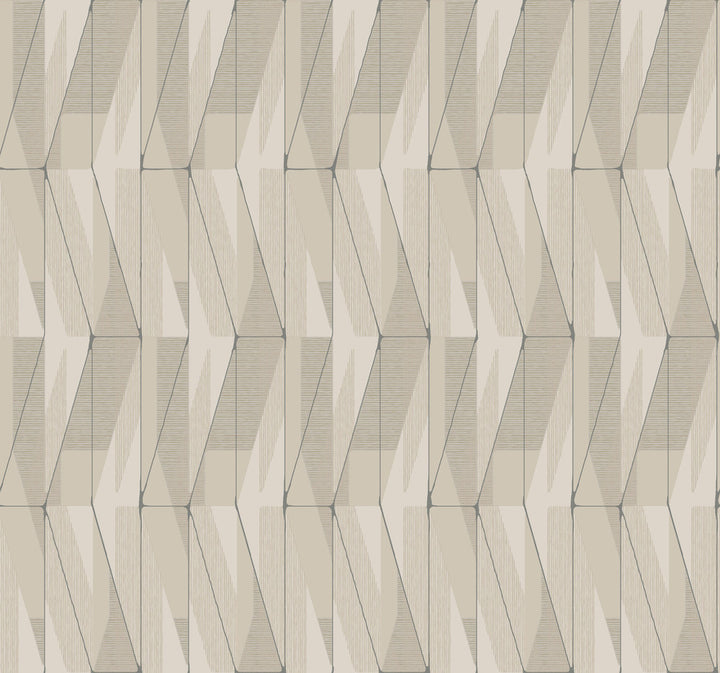 On an Angle Beige Wallpaper by York Wallcoverings Geometric Resource Library Covers about 60.8 square feet 27-in by 27-ft long roll Prepasted 25.25 - Fabric Carolina -