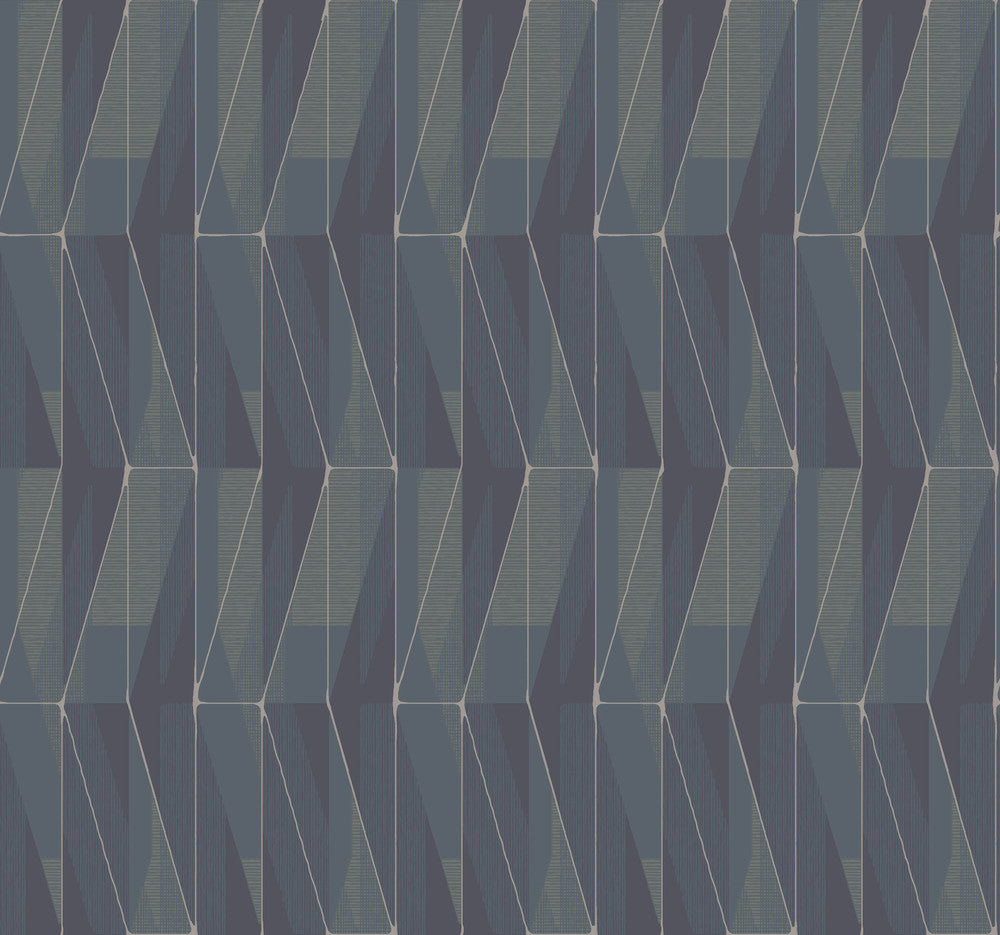 On an Angle Blue Wallpaper by York Wallcoverings Geometric Resource Library Covers about 60.8 square feet 27-in by 27-ft long roll Prepasted 25.25 - Fabric Carolina -