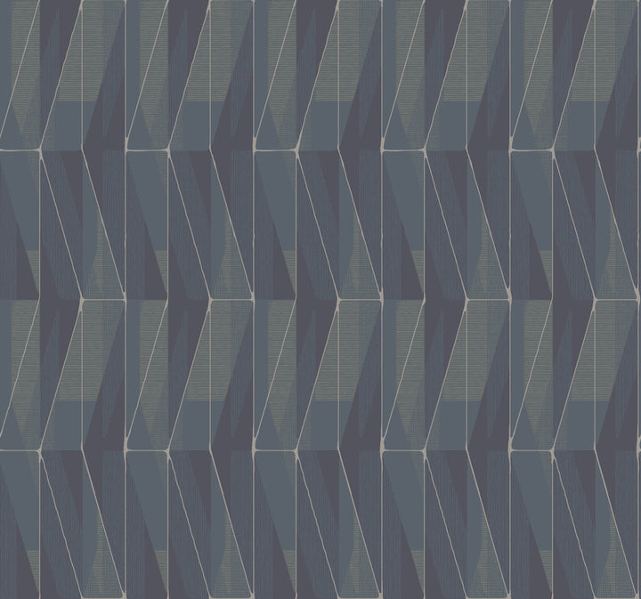 On an Angle Blue Wallpaper by York Wallcoverings Geometric Resource Library Covers about 60.8 square feet 27-in by 27-ft long roll Prepasted 25.25 - Fabric Carolina -