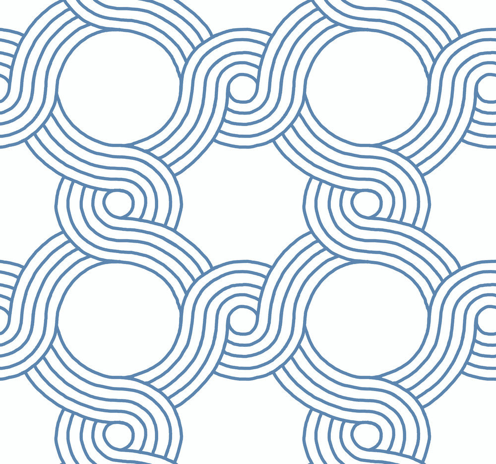 The Twist Blue Wallpaper by York Wallcoverings Geometric Resource Library Covers about 60.8 square feet 27-in by 27-ft long roll Prepasted 25.25 - Fabric Carolina -