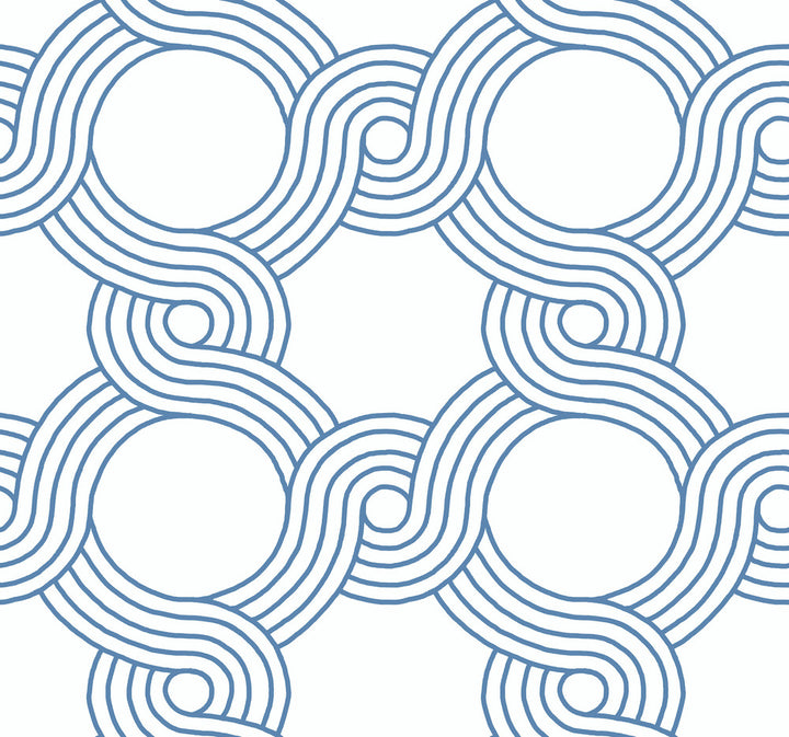 The Twist Blue Wallpaper by York Wallcoverings Geometric Resource Library Covers about 60.8 square feet 27-in by 27-ft long roll Prepasted 25.25 - Fabric Carolina -