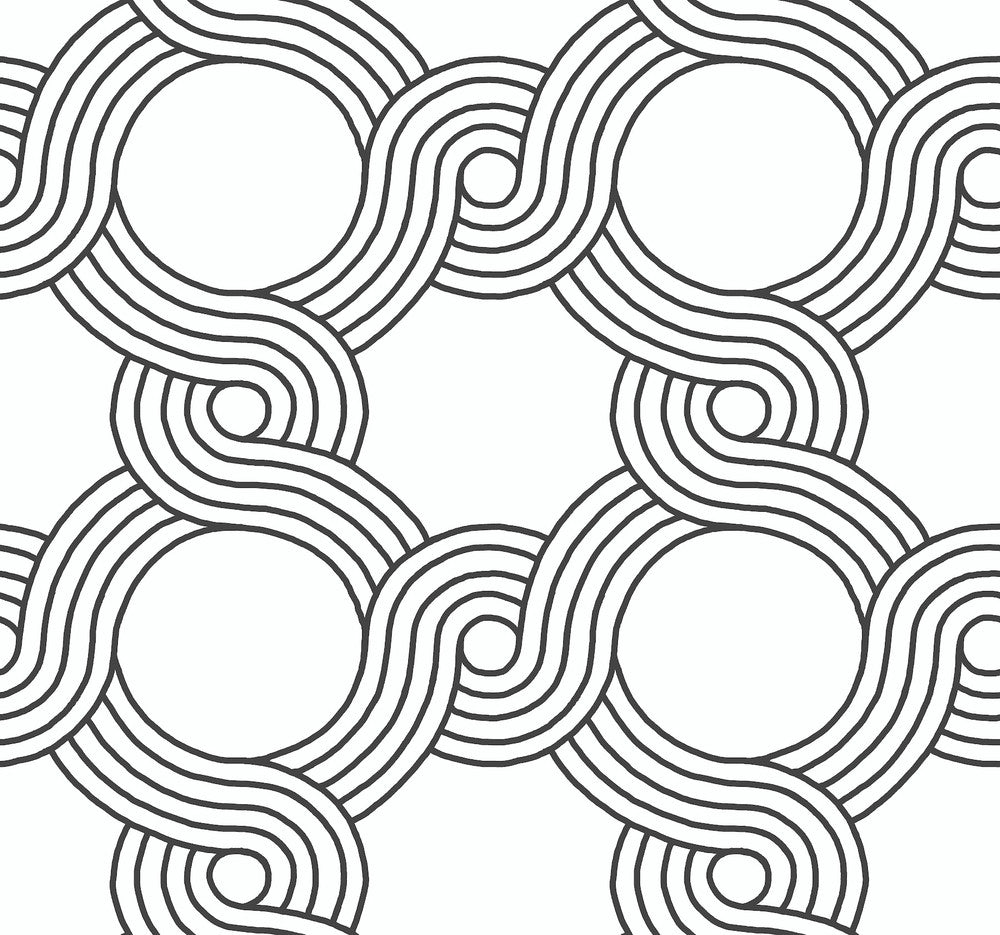 The Twist Black Wallpaper by York Wallcoverings Geometric Resource Library Covers about 60.8 square feet 27-in by 27-ft long roll Prepasted 25.25 - Fabric Carolina -