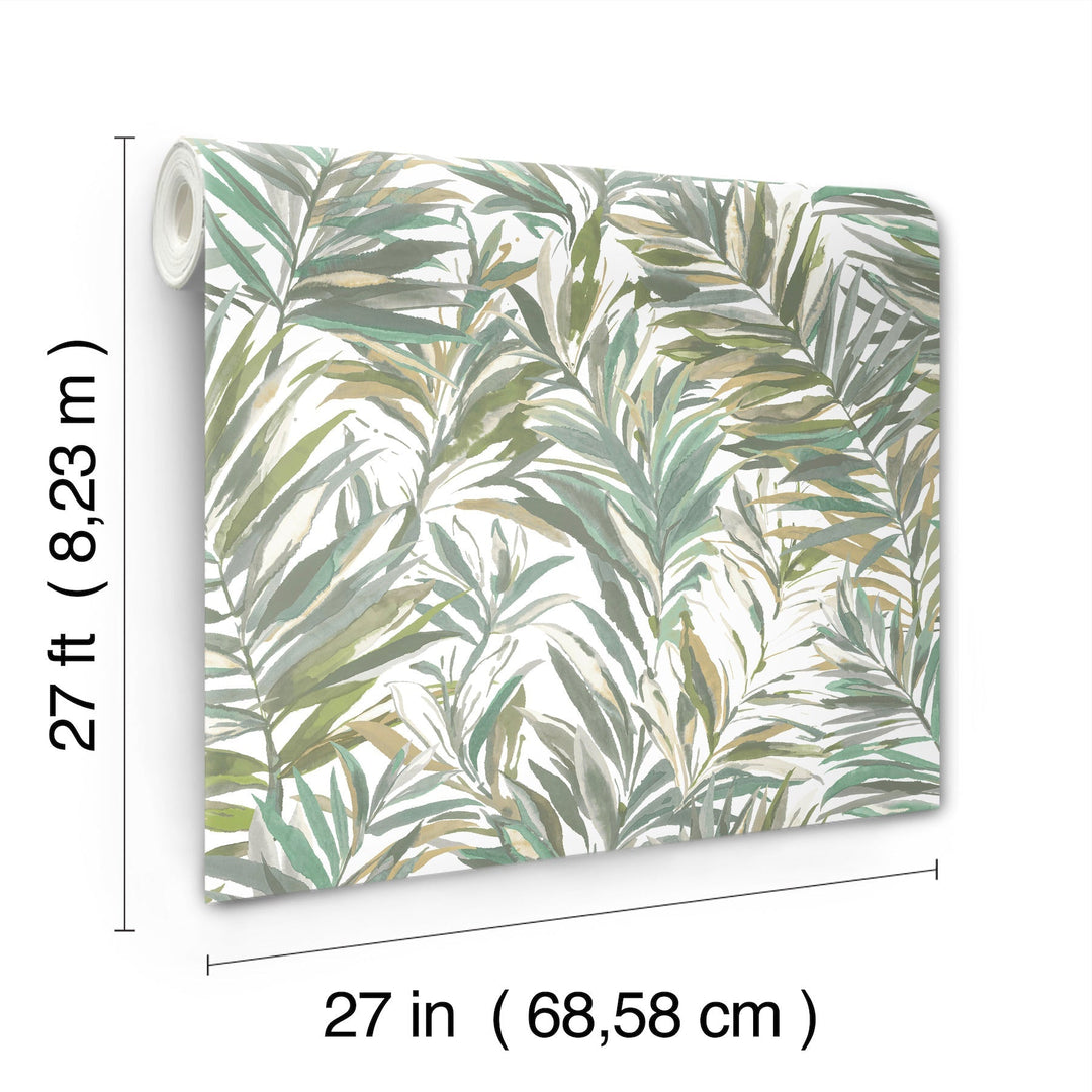 Swaying Palms Olive & Aegean Wallpaper by York Wallcoverings Designer