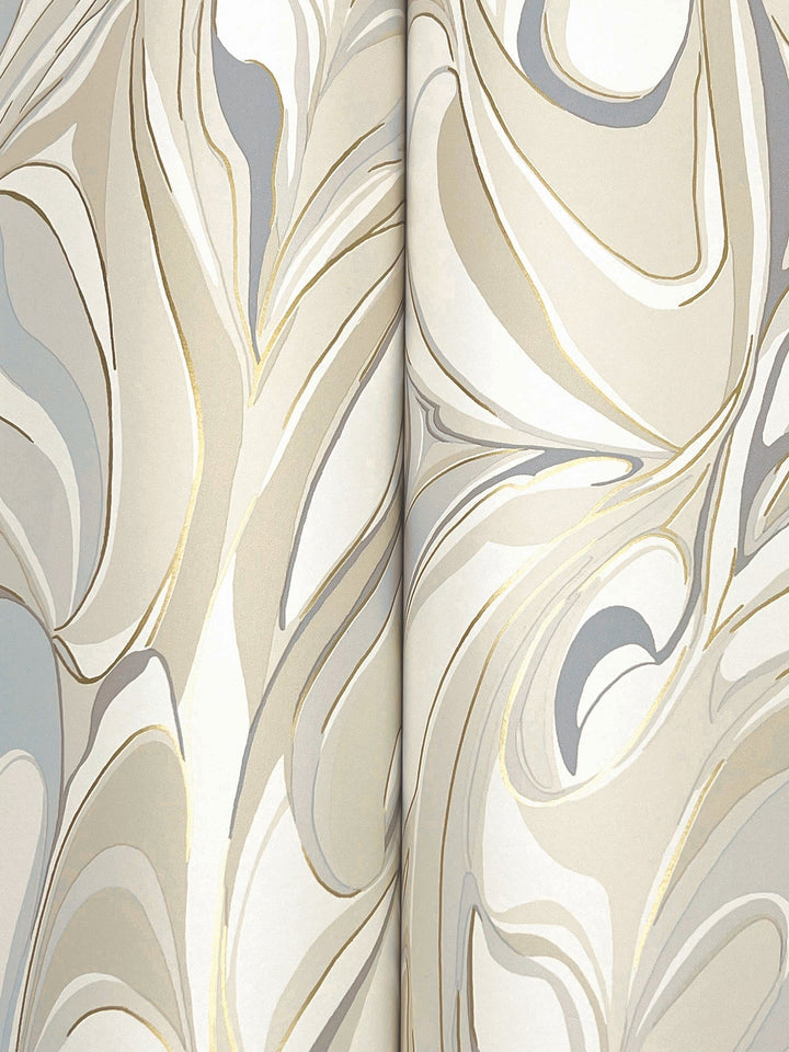 Achate Beige & Grey Wallpaper by York Wallcoverings Designer