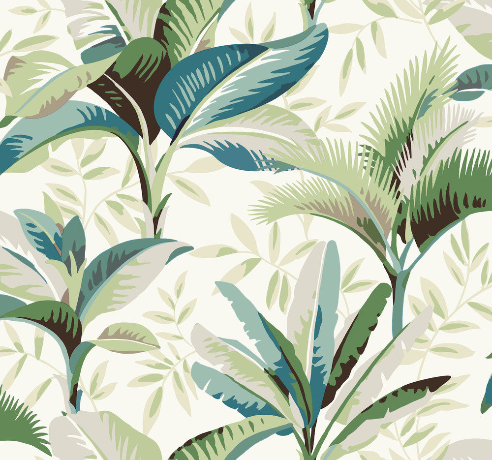 Summerhouse Peacock Wallpaper by York Wallcoverings Greenhouse Covers about 60.8 square feet 27-in by 27-ft long roll Prepasted 25.25 - Fabric Carolina -