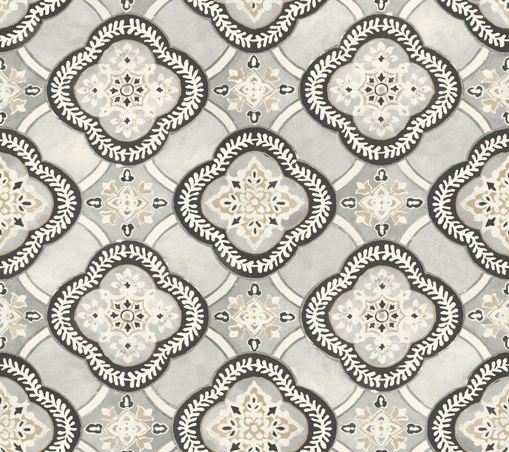 Garden Trellis Onyx Wallpaper by York Wallcoverings Greenhouse Covers about 60.8 square feet 27-in by 27-ft long roll Prepasted 24 - Fabric Carolina -
