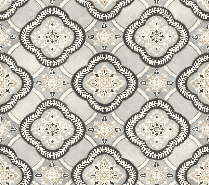 Garden Trellis Onyx Wallpaper by York Wallcoverings Greenhouse Covers about 60.8 square feet 27-in by 27-ft long roll Prepasted 24 - Fabric Carolina -