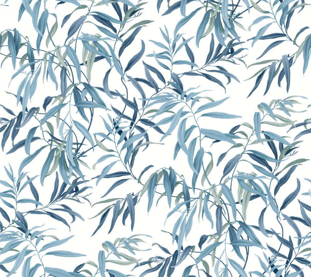 Willow Grove Sky Blue Wallpaper by Inspired by Color Blues II Covers about 60.8 square feet 27-in by 27-ft long roll Prepasted 24 - Fabric Carolina -