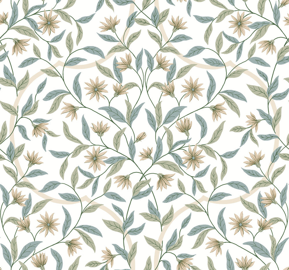 Eucalyptus Jasmine Wallpaper by York Wallcoverings Earthy Tones Covers about 60.8 square feet 27-in by 27-ft long roll Prepasted 25.25 - Fabric Carolina -