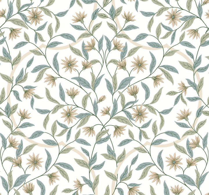 Eucalyptus Jasmine Wallpaper by York Wallcoverings Earthy Tones Covers about 60.8 square feet 27-in by 27-ft long roll Prepasted 25.25 - Fabric Carolina -