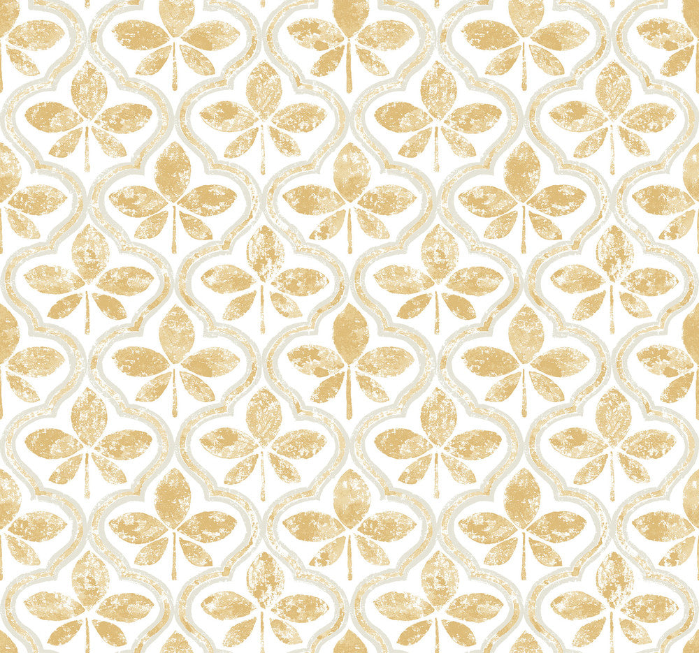 Sevilla Ochre Wallpaper by York Wallcoverings Greenhouse Covers about 60.8 square feet 27-in by 27-ft long roll Prepasted 25.25 - Fabric Carolina -
