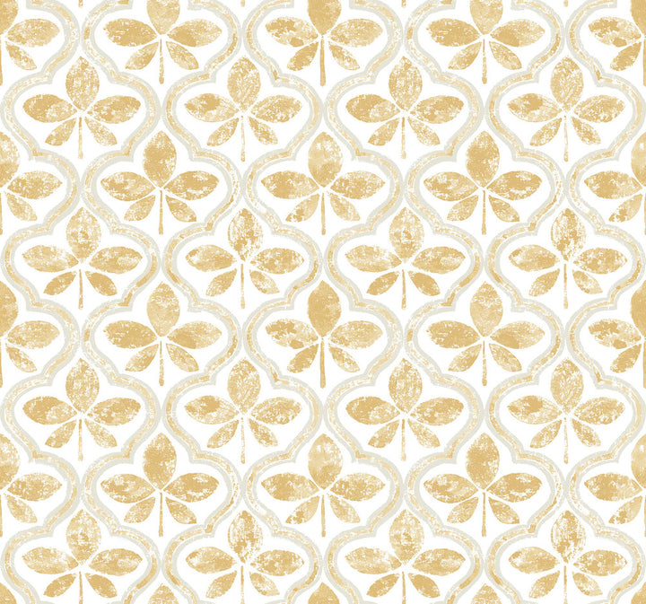 Sevilla Ochre Wallpaper by York Wallcoverings Greenhouse Covers about 60.8 square feet 27-in by 27-ft long roll Prepasted 25.25 - Fabric Carolina -