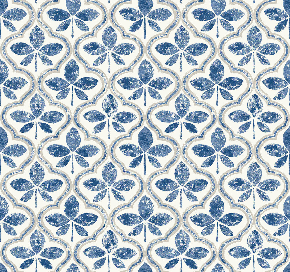 Sevilla Cobalt Wallpaper by Inspired by Color Blues II Covers about 60.8 square feet 27-in by 27-ft long roll Prepasted 25.25 - Fabric Carolina -