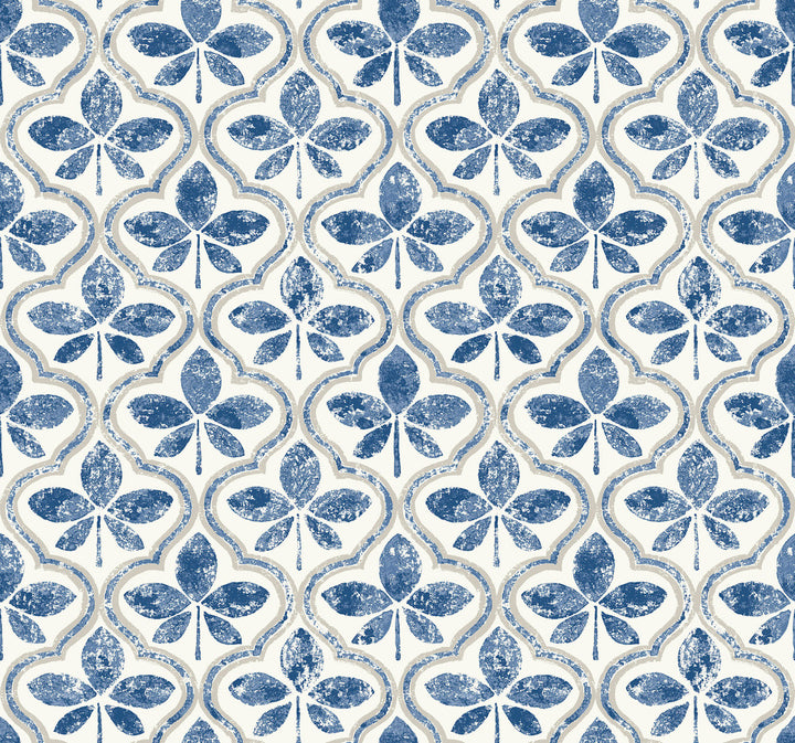 Sevilla Cobalt Wallpaper by Inspired by Color Blues II Covers about 60.8 square feet 27-in by 27-ft long roll Prepasted 25.25 - Fabric Carolina -