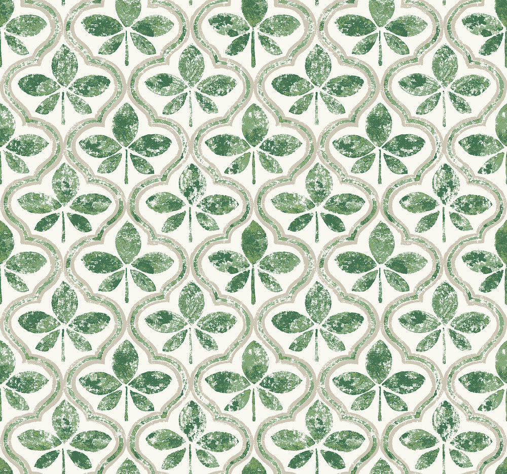 Sevilla Clover Wallpaper by York Wallcoverings Earthy Tones Covers about 60.8 square feet 27-in by 27-ft long roll Prepasted 25.25 - Fabric Carolina -