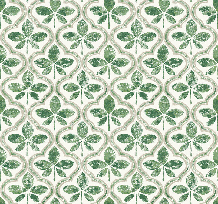 Sevilla Clover Wallpaper by York Wallcoverings Earthy Tones Covers about 60.8 square feet 27-in by 27-ft long roll Prepasted 25.25 - Fabric Carolina -