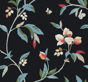 Springtime Black & Blue Wallpaper by York Wallcoverings