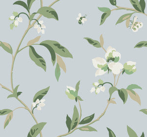 Springtime Blue & Green Wallpaper by York Wallcoverings