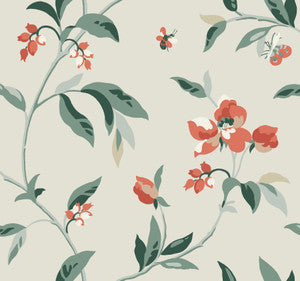 Springtime Beige & Orange Wallpaper by York Wallcoverings