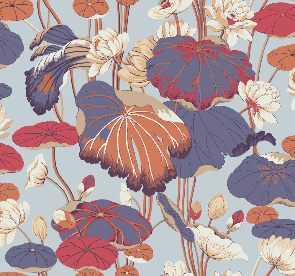 Lotus Pond Purple & Pink Wallpaper by York Wallcoverings Greenhouse Covers about 60.8 square feet 27-in by 27-ft long roll Prepasted 25.25 - Fabric Carolina -