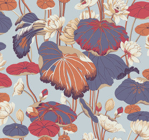 Lotus Pond Purple & Pink Wallpaper by York Wallcoverings