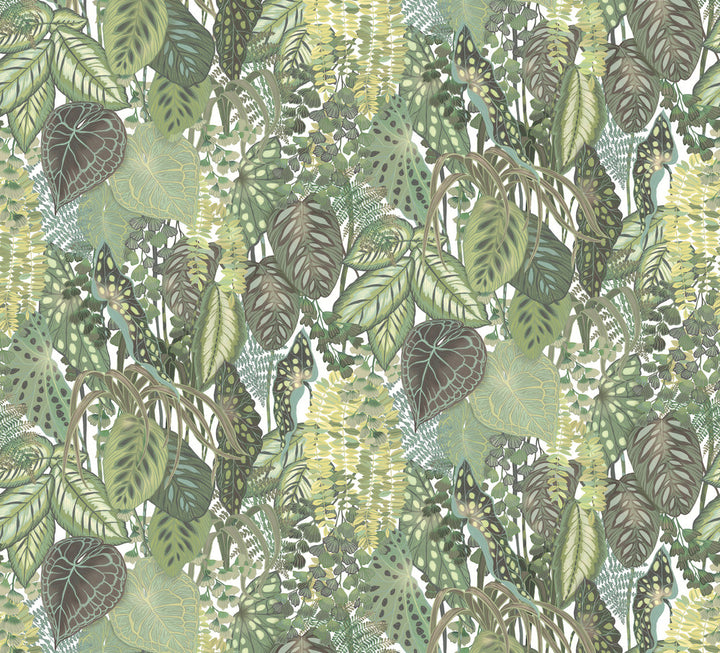 Greenery Cotton Wall Mural by York Wallcoverings Greenhouse Covers 5 panels - measures 11.25-ft wide by 10.2-ft tall when assembled 27-in by 10.2-ft long roll Unpasted 0 - Fabric Carolina -